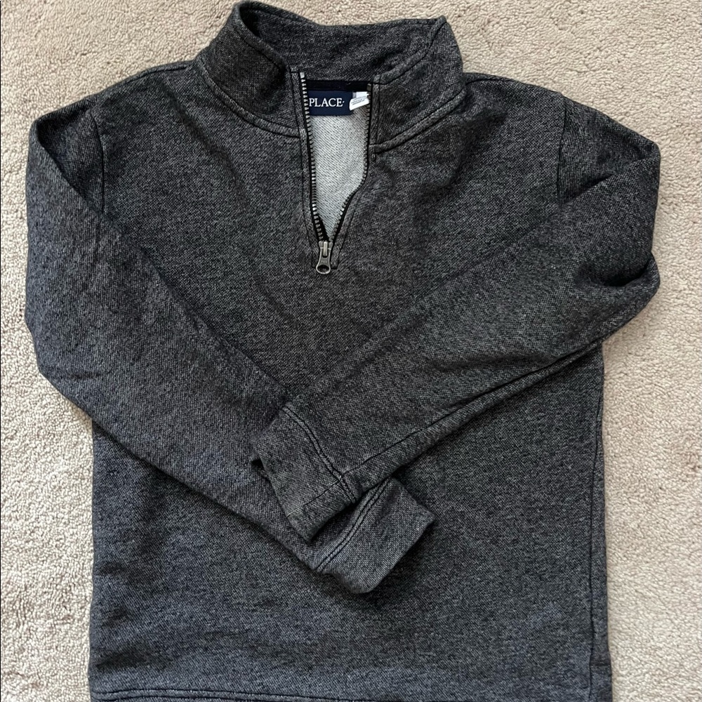 Children’s Place Boys 1/4 Zip Sweatshirt, Gray, Size 10/12 or M